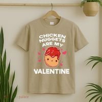 Valentine's Day Chicken Nuggets Funny Nug Food T-Shirt thumb 2
