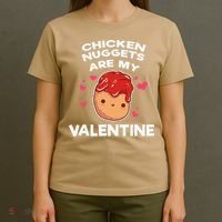 Valentine's Day Chicken Nuggets Funny Nug Food T-Shirt thumb 4