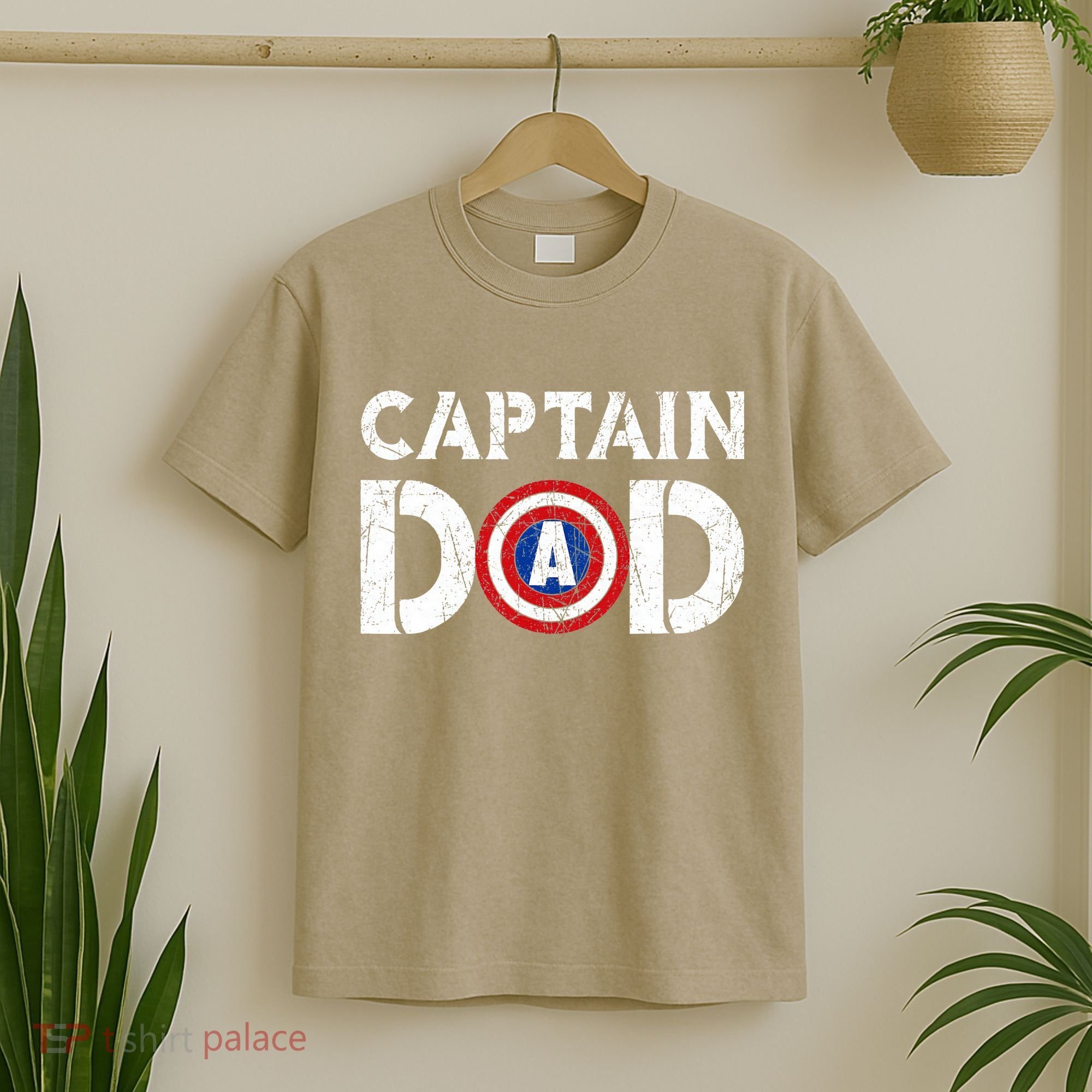 Vintage Dad Captain American Flag Father Day Gift T-Shirt