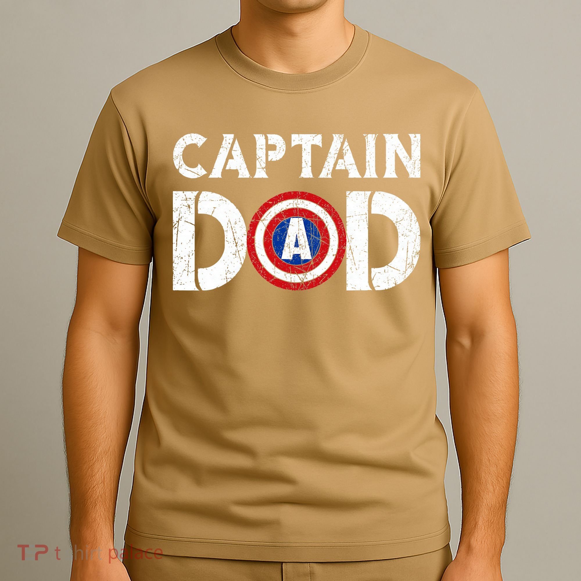 Vintage Dad Captain American Flag Father Day Gift T-Shirt