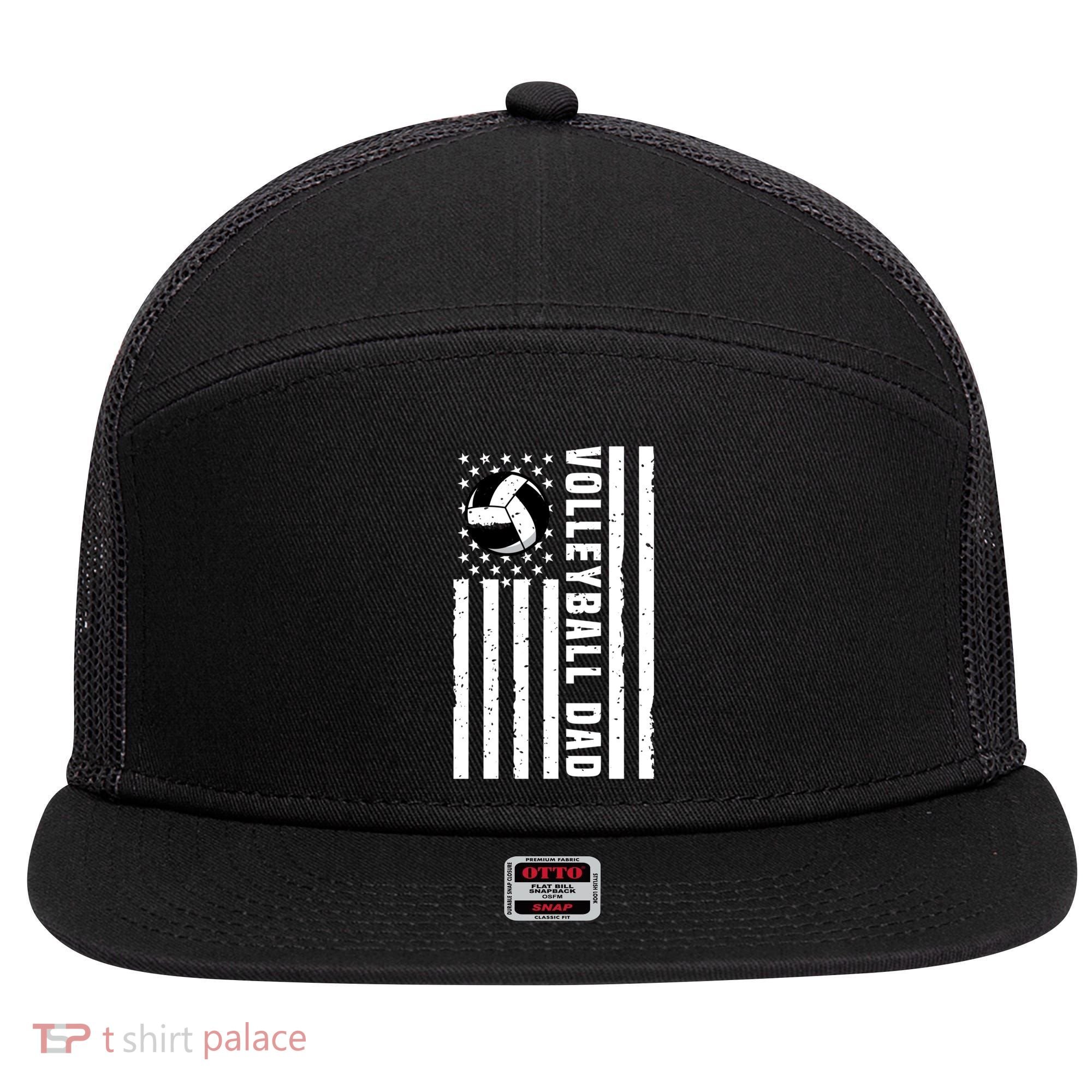 Volleyball Dad Coach Retro American Flag Gift For A Dad Gift 7 Panel Mesh Trucker Snapback Hat