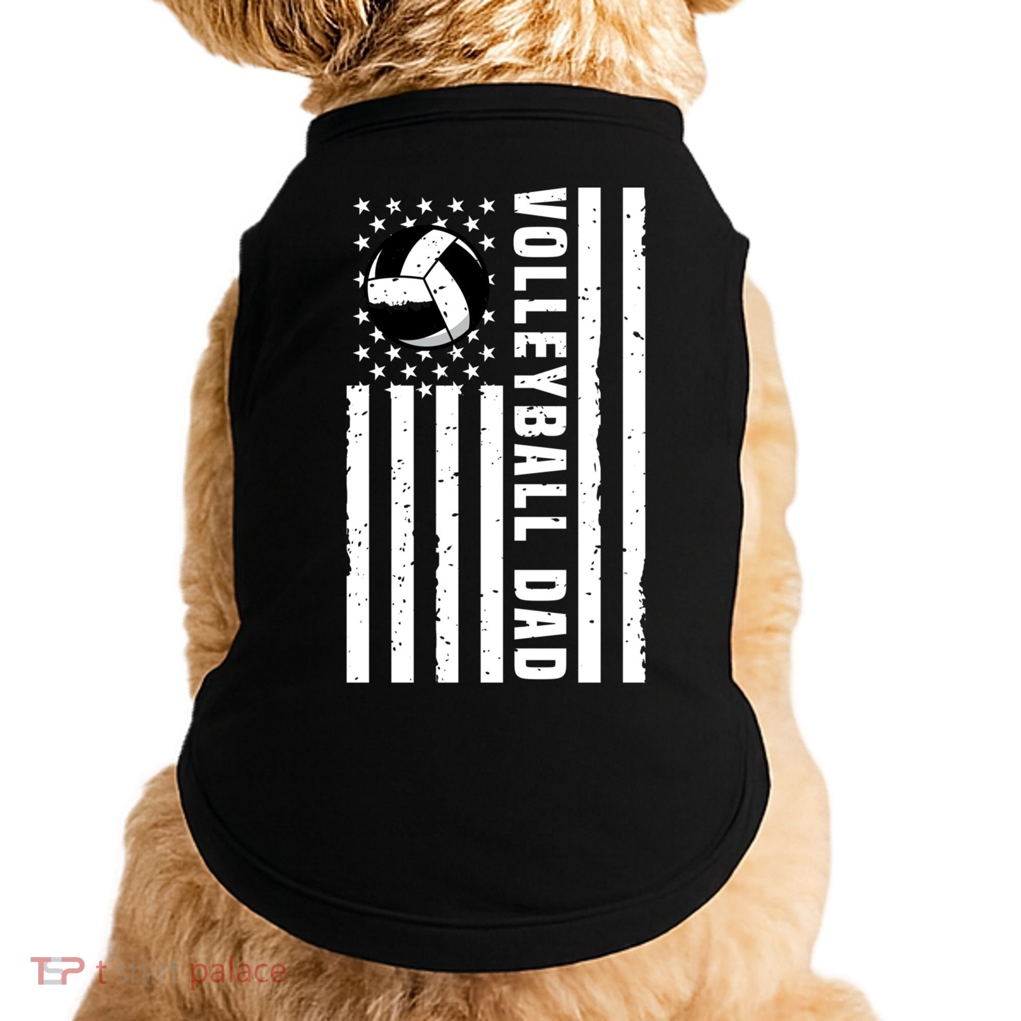 Volleyball Dad Coach Retro American Flag Gift For A Dad Gift Doggie Tank