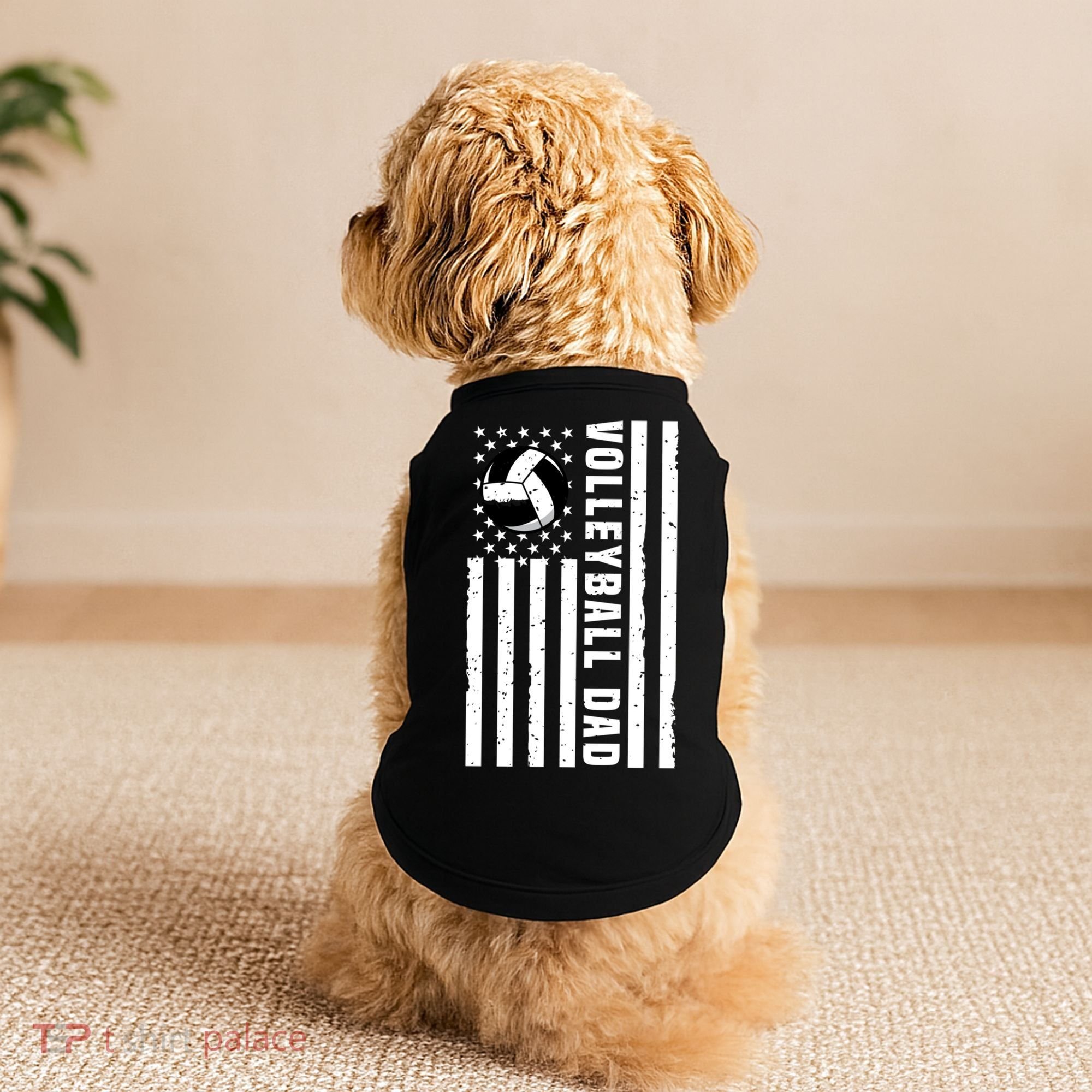 Volleyball Dad Coach Retro American Flag Gift For A Dad Gift Doggie Tank