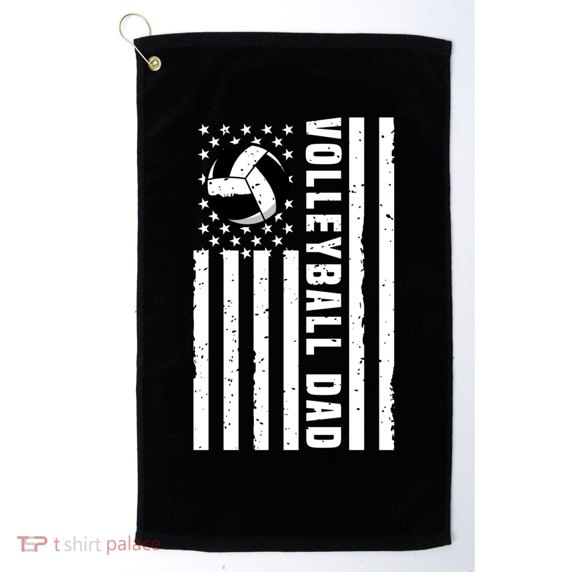 Volleyball Dad Coach Retro American Flag Gift For A Dad Gift Golf Towel