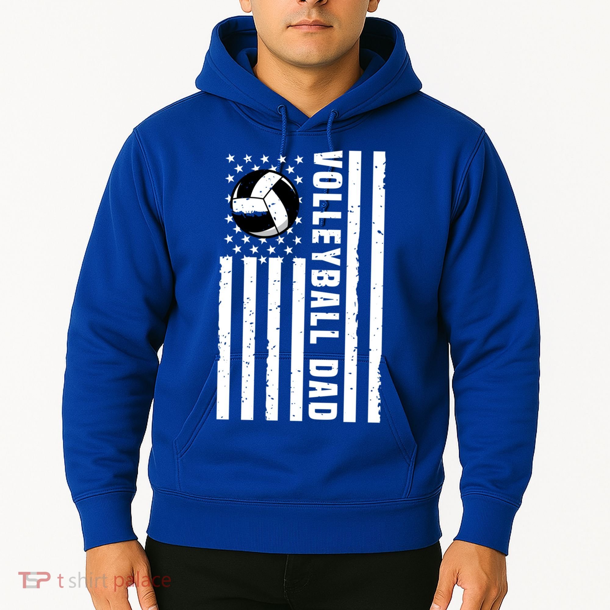 Volleyball Dad Coach Retro American Flag Gift For A Dad Gift Hoodie