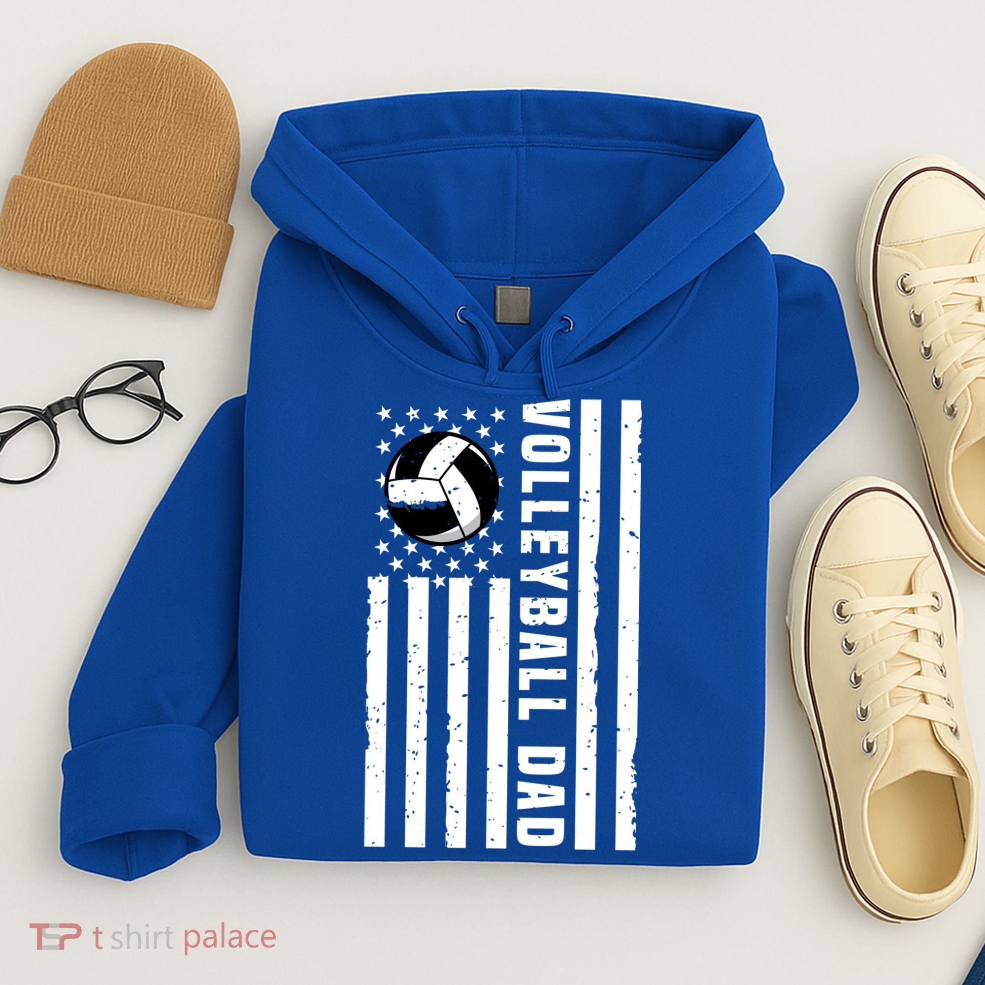 Volleyball Dad Coach Retro American Flag Gift For A Dad Gift Hoodie