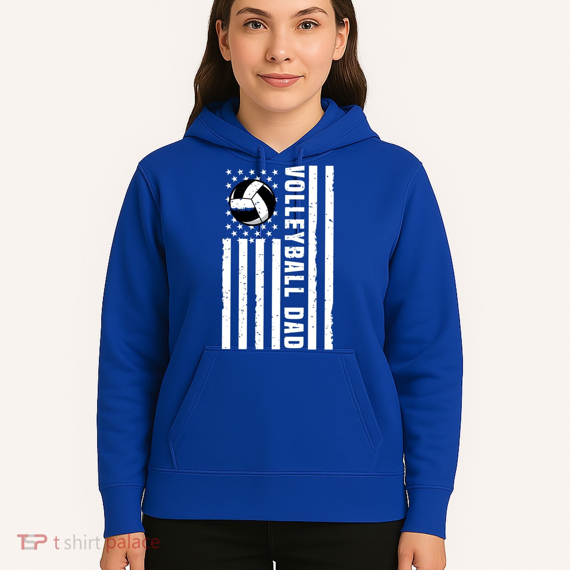 Volleyball Dad Coach Retro American Flag Gift For A Dad Gift Hoodie