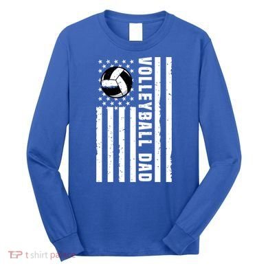 Volleyball Dad Coach Retro American Flag Gift For A Dad Gift Long Sleeve Shirt