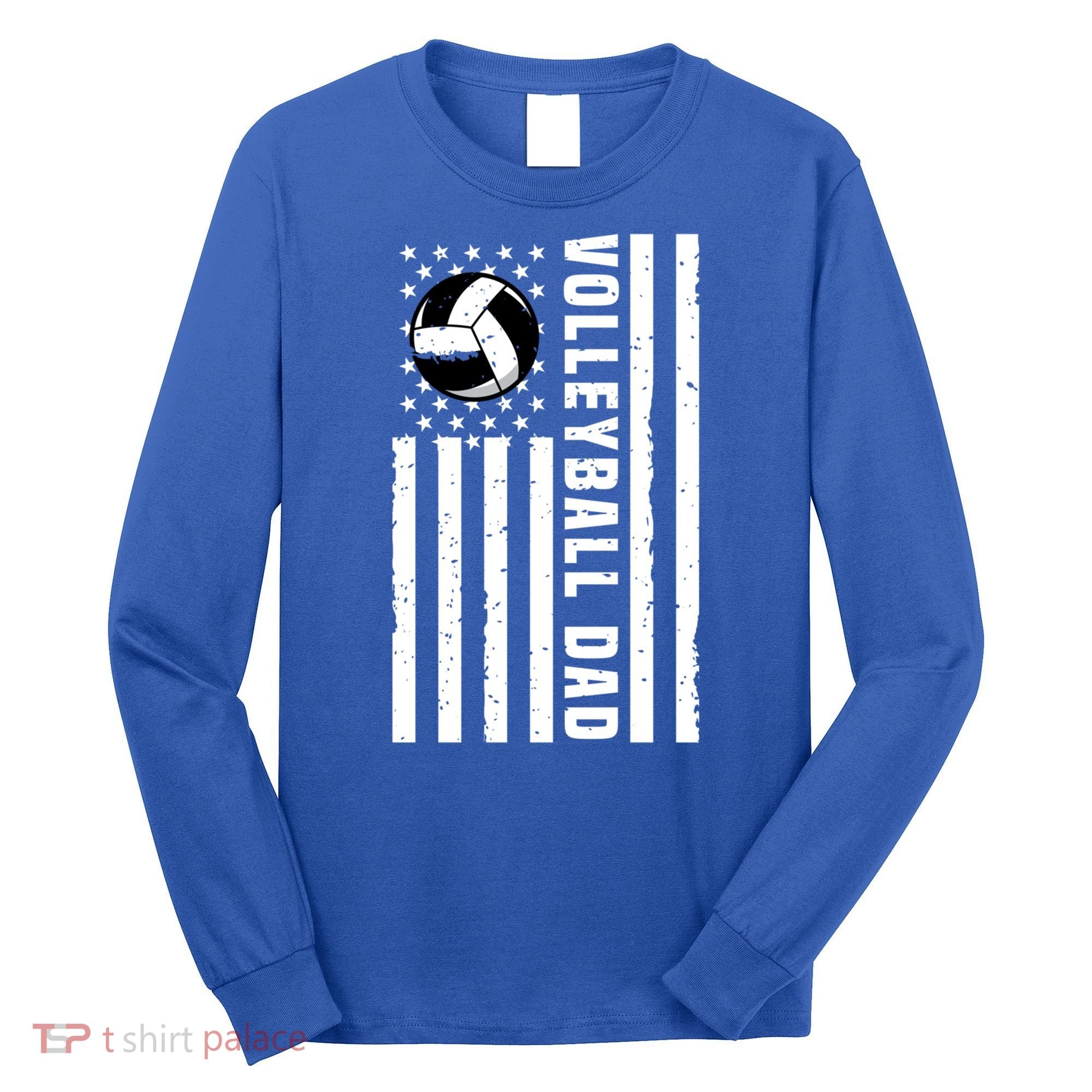 Volleyball Dad Coach Retro American Flag Gift For A Dad Gift Long Sleeve Shirt