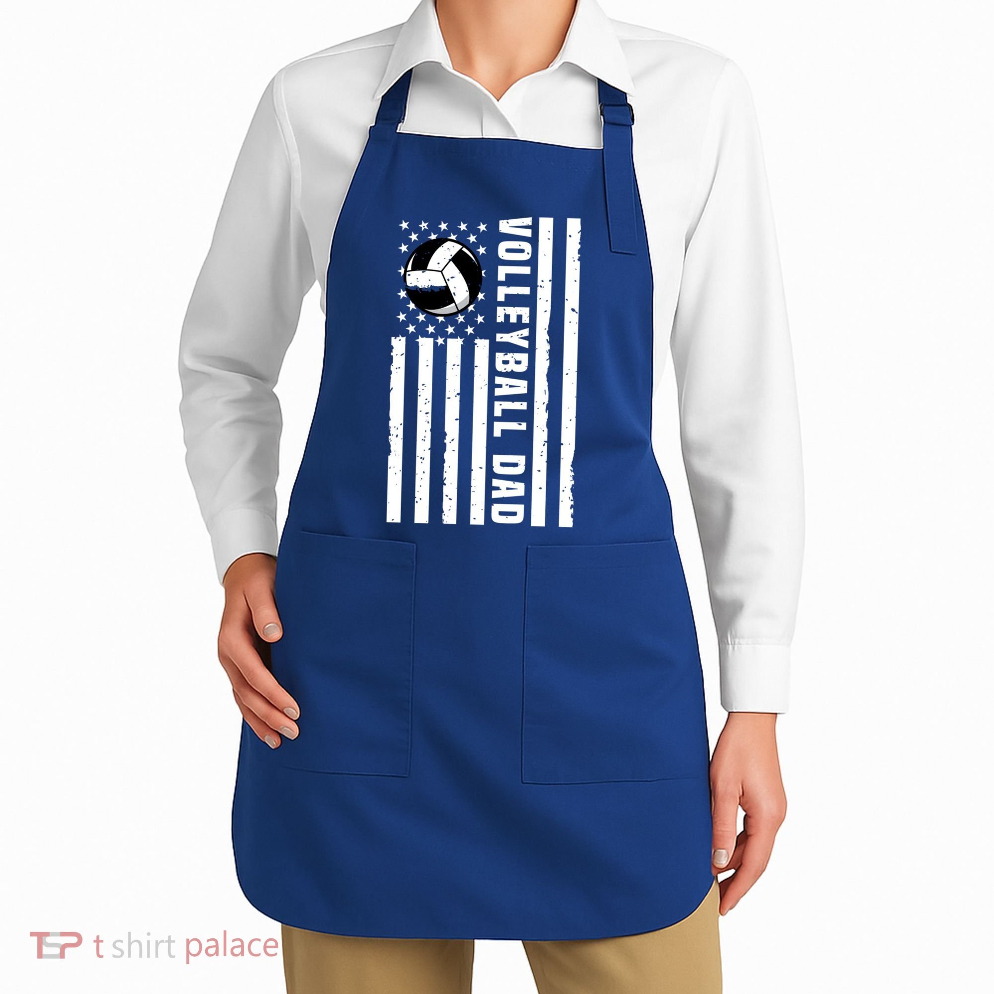 Volleyball Dad Coach Retro American Flag Gift For A Dad Gift Apron