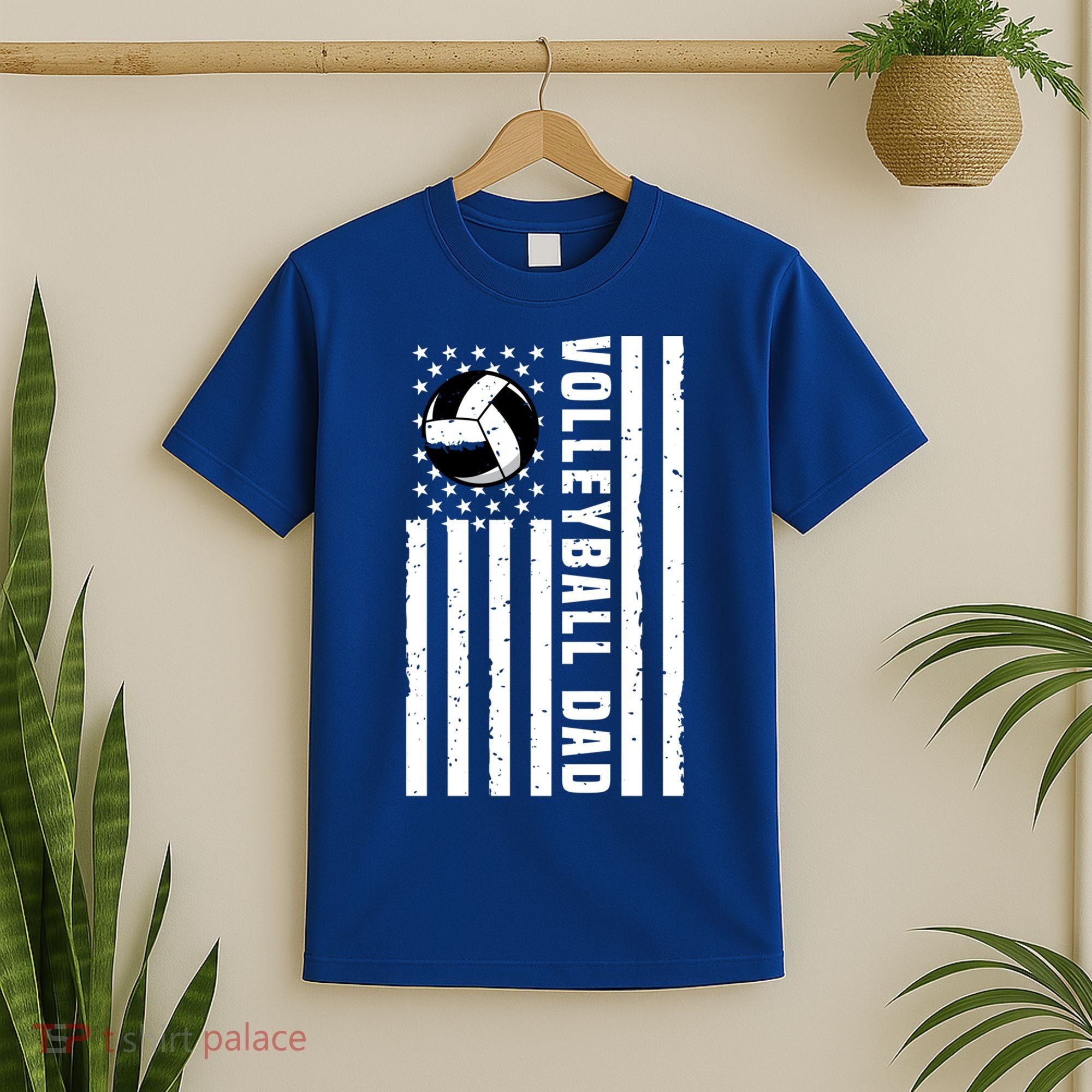 Volleyball Dad Coach Retro American Flag Gift For A Dad Gift T-Shirt