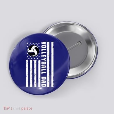 Volleyball Dad Coach Retro American Flag Gift For A Dad Gift Button