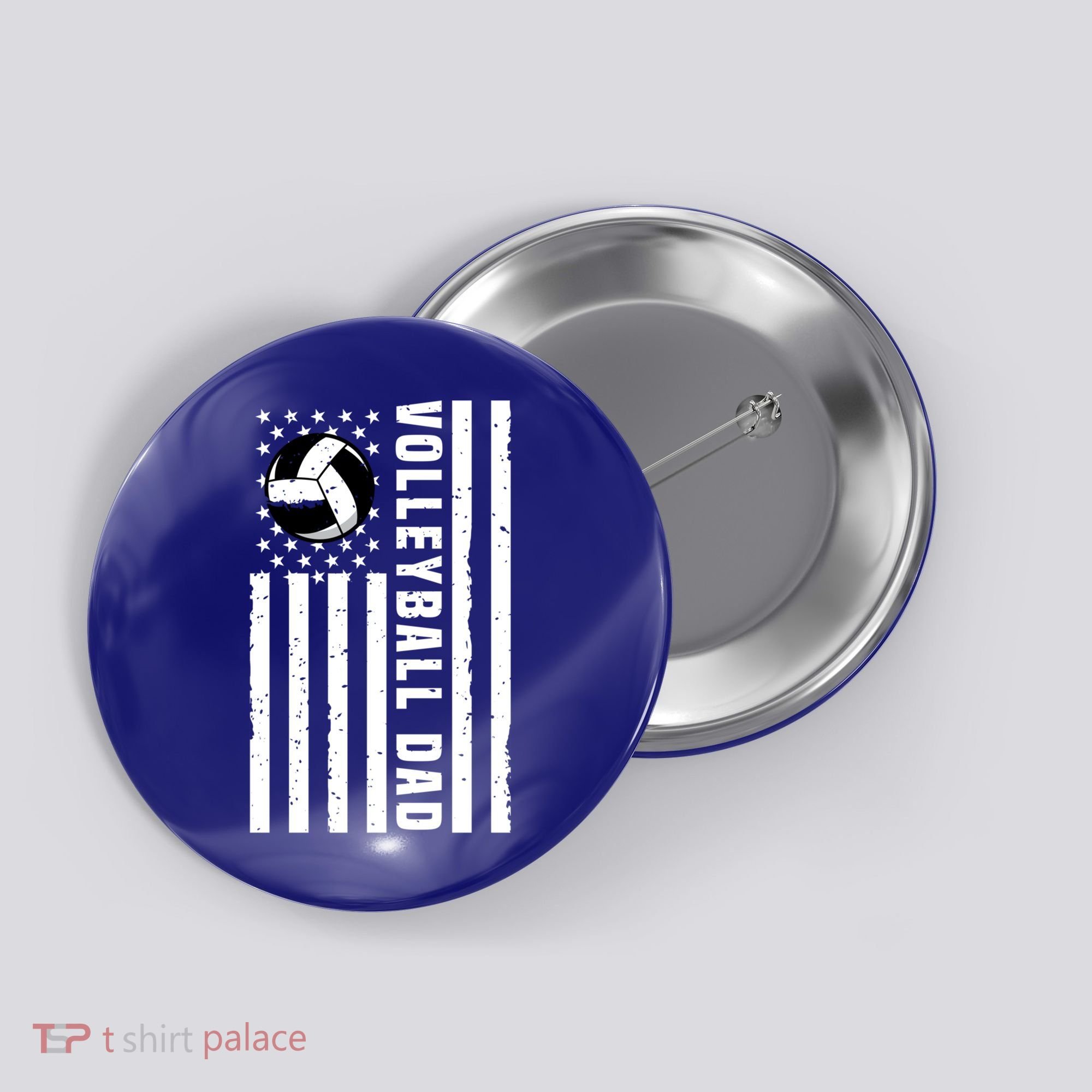 Volleyball Dad Coach Retro American Flag Gift For A Dad Gift Button