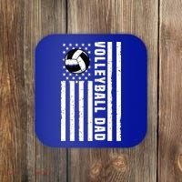 Volleyball Dad Coach Retro American Flag Gift For A Dad Gift Coaster thumb 0