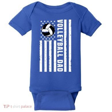Volleyball Dad Coach Retro American Flag Gift For A Dad Gift Baby Bodysuit