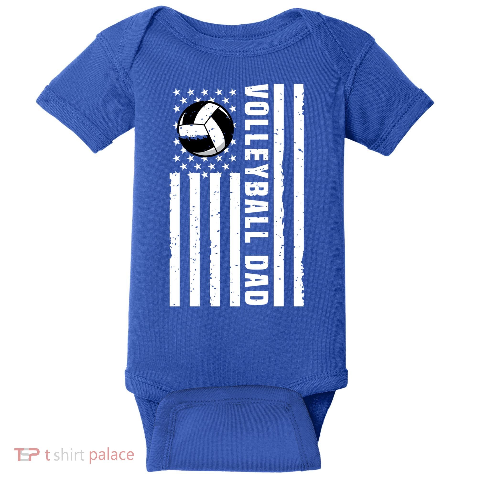 Volleyball Dad Coach Retro American Flag Gift For A Dad Gift Baby Bodysuit