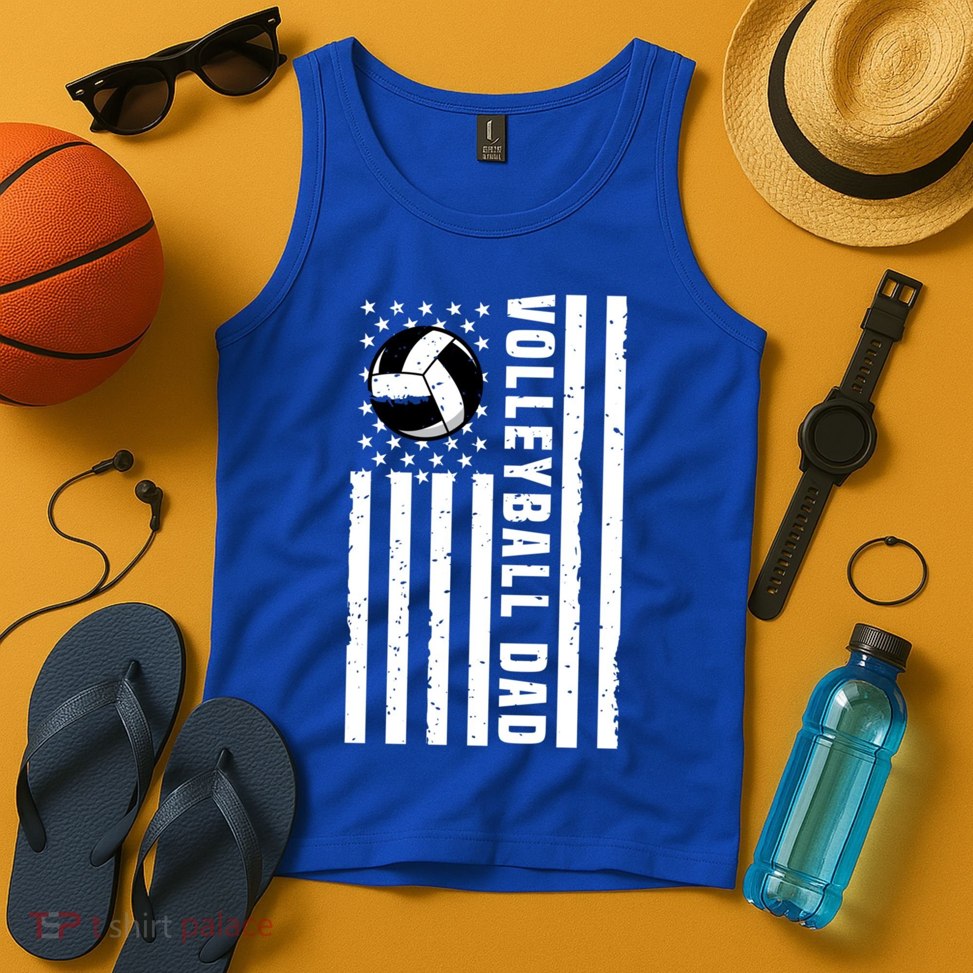 Volleyball Dad Coach Retro American Flag Gift For A Dad Gift Tank Top