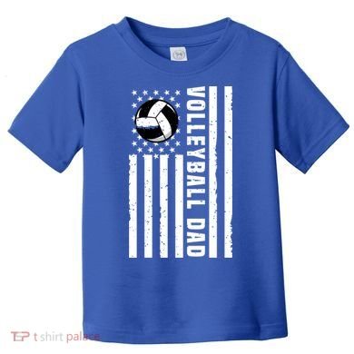 Volleyball Dad Coach Retro American Flag Gift For A Dad Gift Toddler T-Shirt