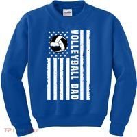 Volleyball Dad Coach Retro American Flag Gift For A Dad Gift Kids Sweatshirt thumb 0