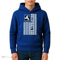 Volleyball Dad Coach Retro American Flag Gift For A Dad Gift Kids Hoodie thumb 4