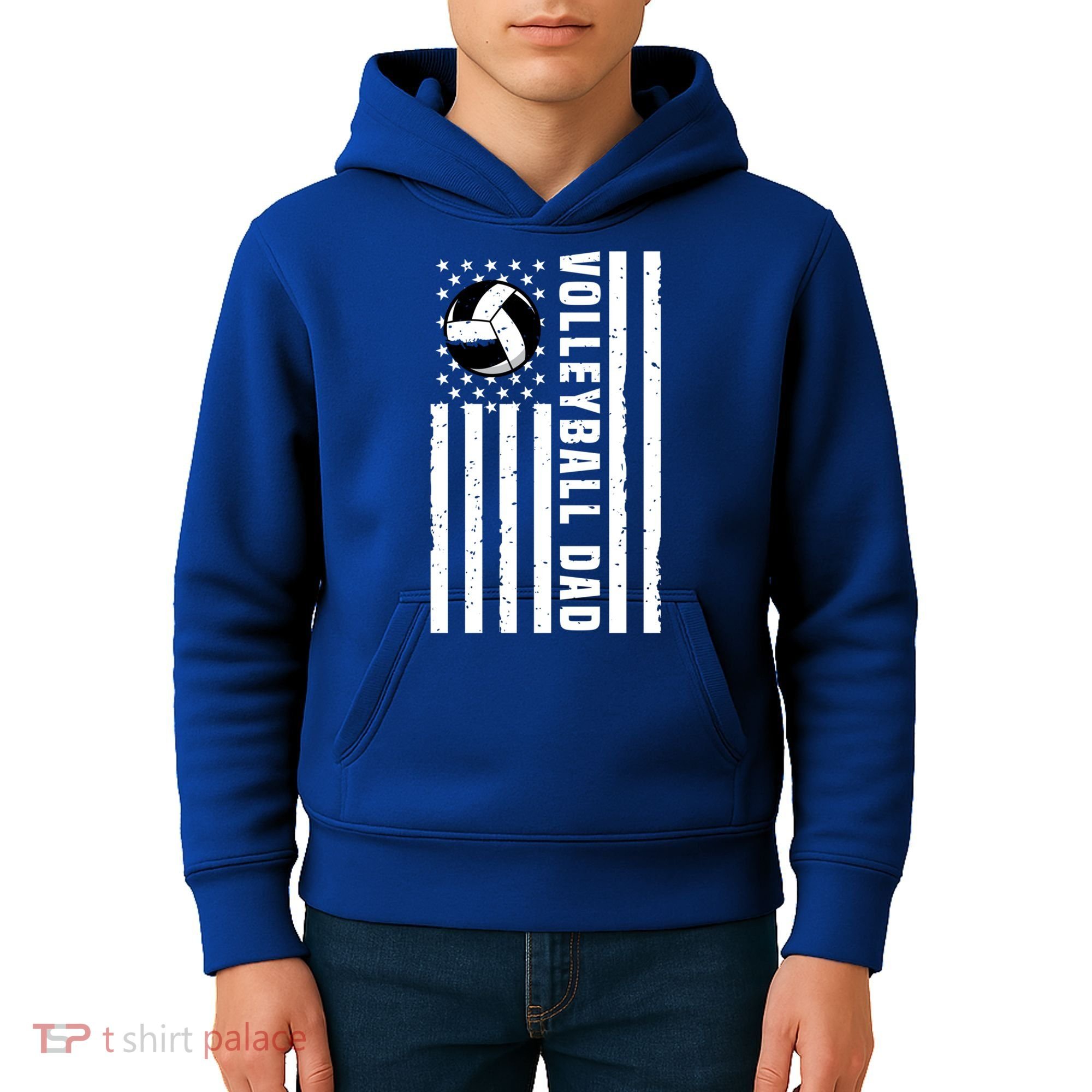 Volleyball Dad Coach Retro American Flag Gift For A Dad Gift Kids Hoodie