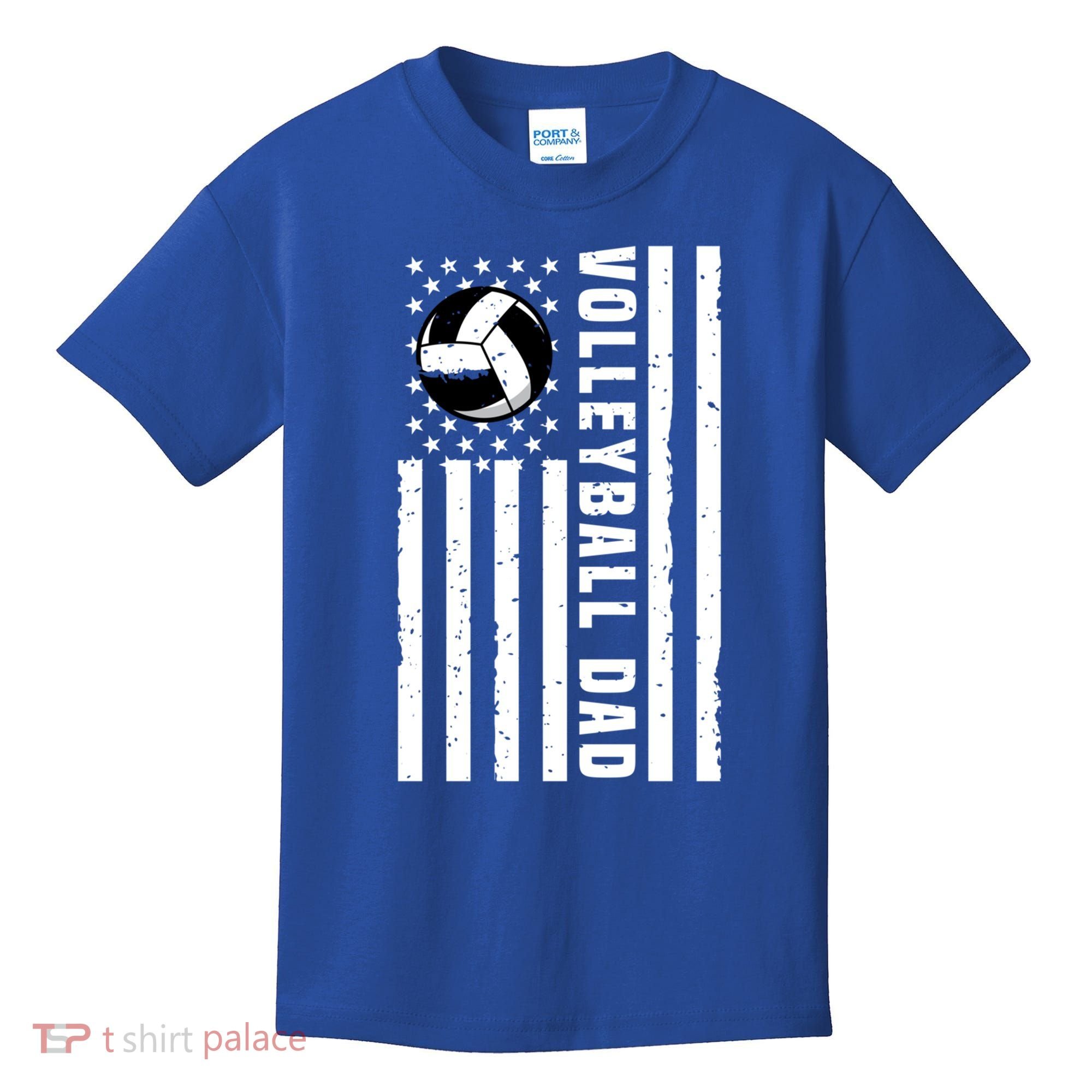 Volleyball Dad Coach Retro American Flag Gift For A Dad Gift Kids T-Shirt