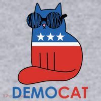 Vote Democat Cat Democrat Liberal Cat Lover Funny Women's Racerback Cropped Tank thumb 2