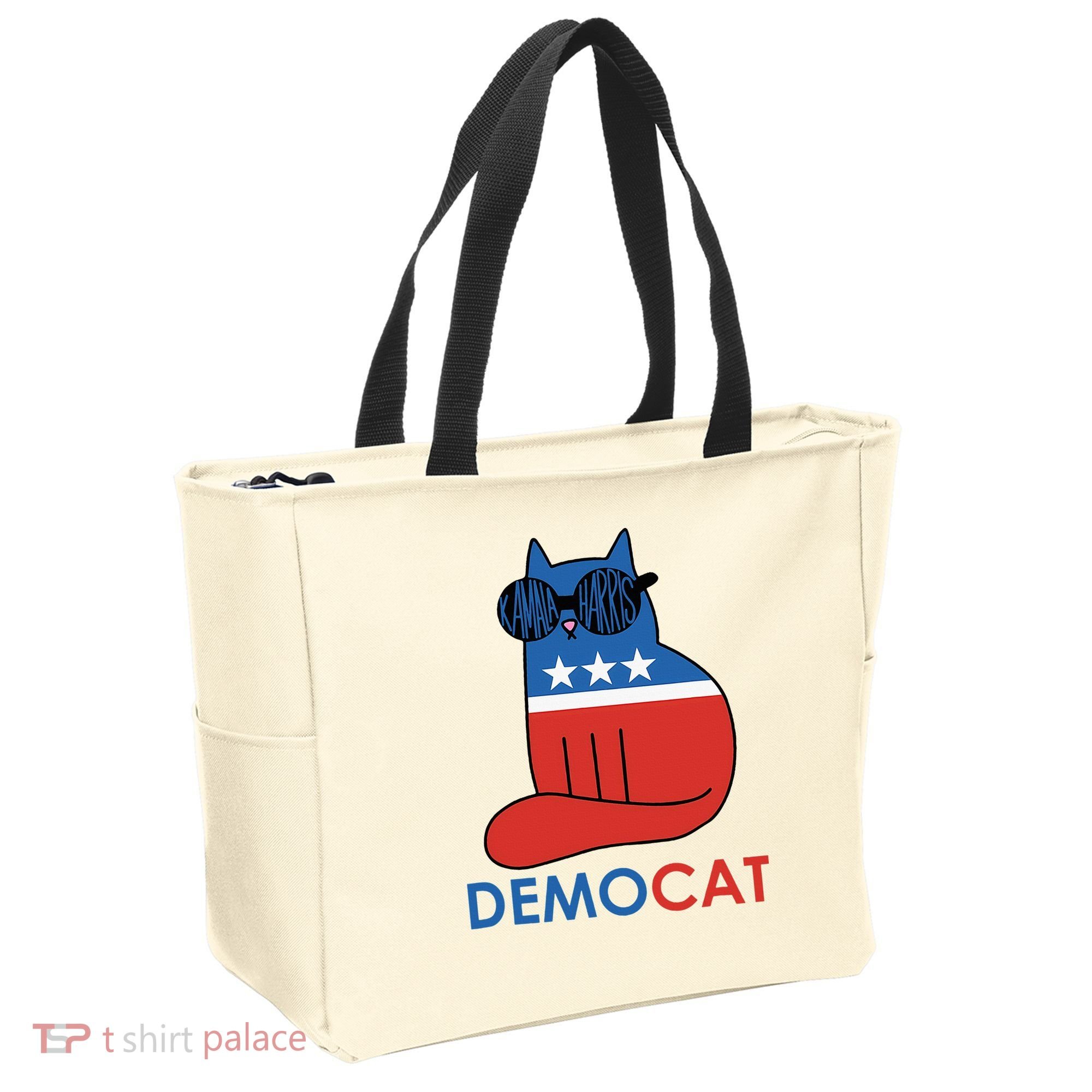 Vote Democat Cat Democrat Liberal Cat Lover Funny Tote Bag