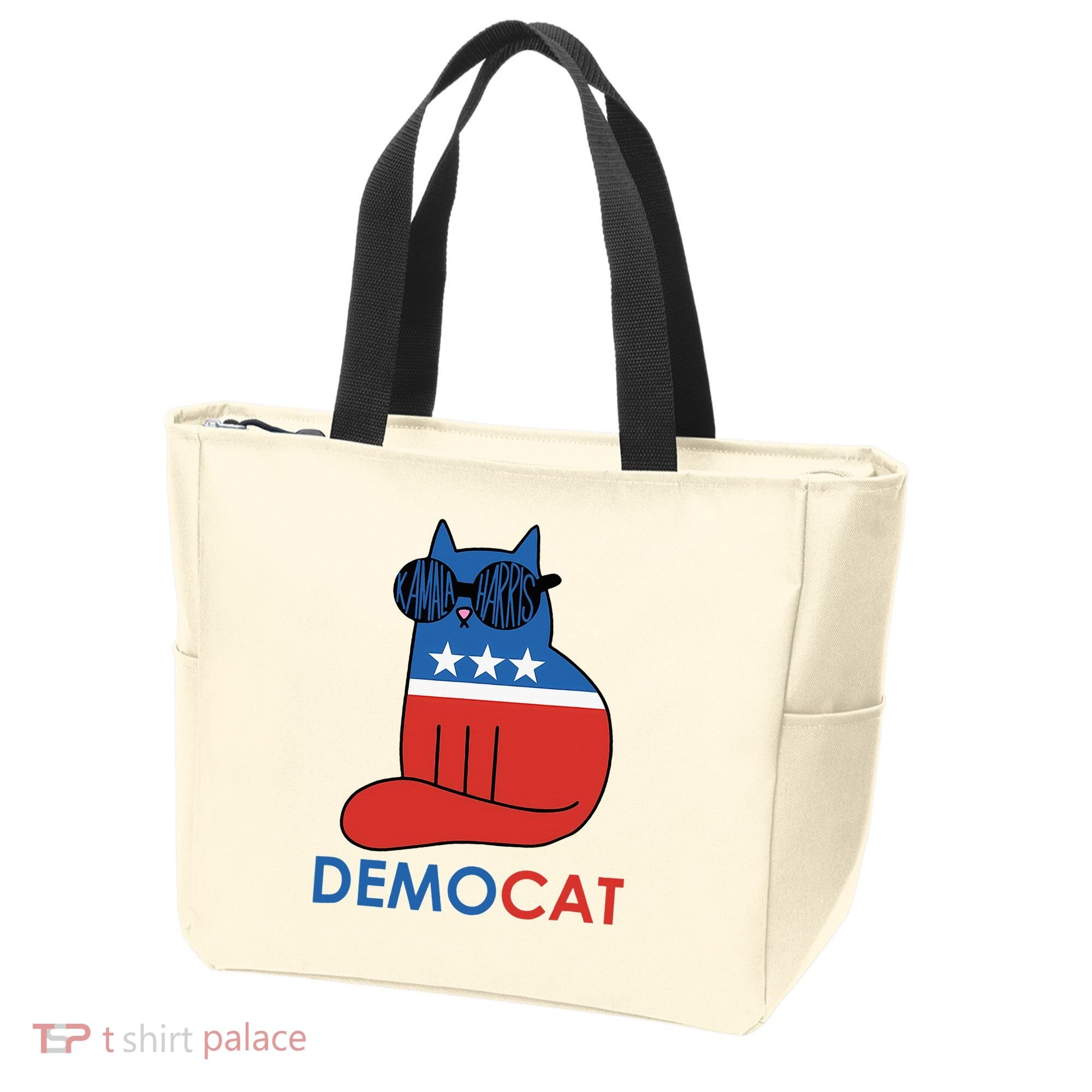 Vote Democat Cat Democrat Liberal Cat Lover Funny Tote Bag