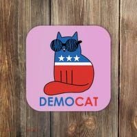 Vote Democat Cat Democrat Liberal Cat Lover Funny Coaster thumb 0