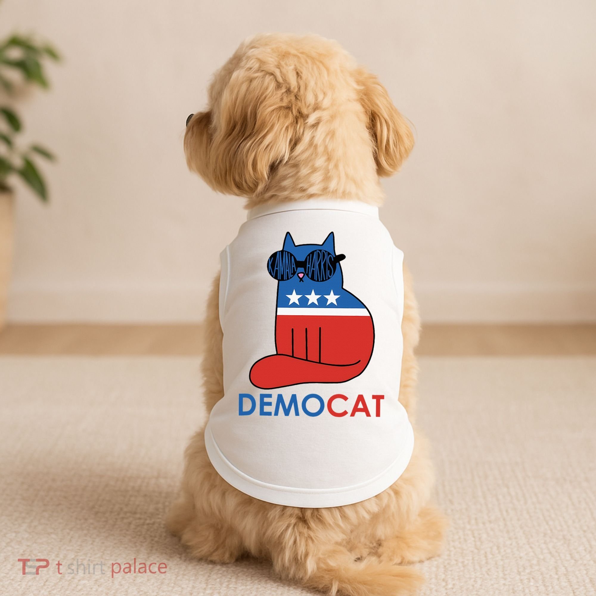 Vote Democat Cat Democrat Liberal Cat Lover Funny Doggie Tank