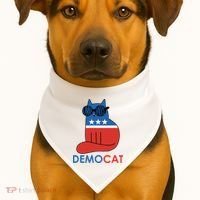 Vote Democat Cat Democrat Liberal Cat Lover Funny USA-Made Doggie Bandana thumb 1