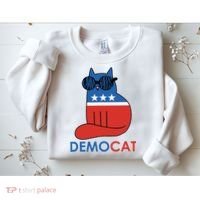 Vote Democat Cat Democrat Liberal Cat Lover Funny Sweatshirt thumb 2