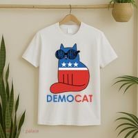 Vote Democat Cat Democrat Liberal Cat Lover Funny T-Shirt thumb 2