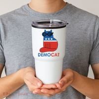 Vote Democat Cat Democrat Liberal Cat Lover Funny Tumbler thumb 2