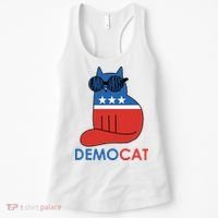 Vote Democat Cat Democrat Liberal Cat Lover Funny Women's Tank Top thumb 0