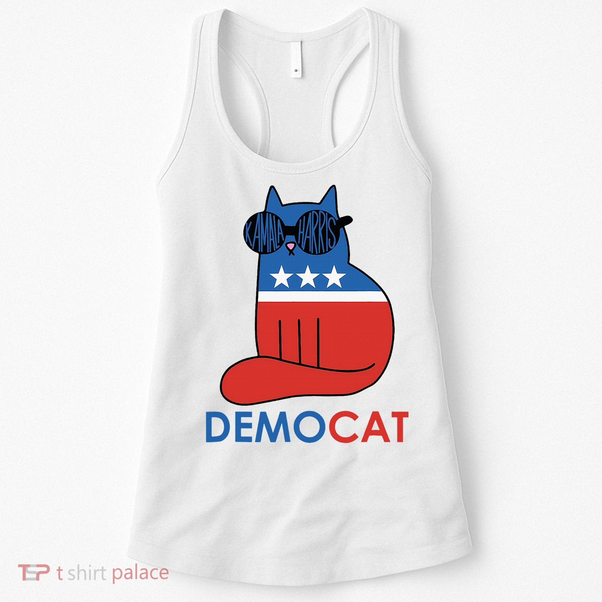 Vote Democat Cat Democrat Liberal Cat Lover Funny Women's Tank Top