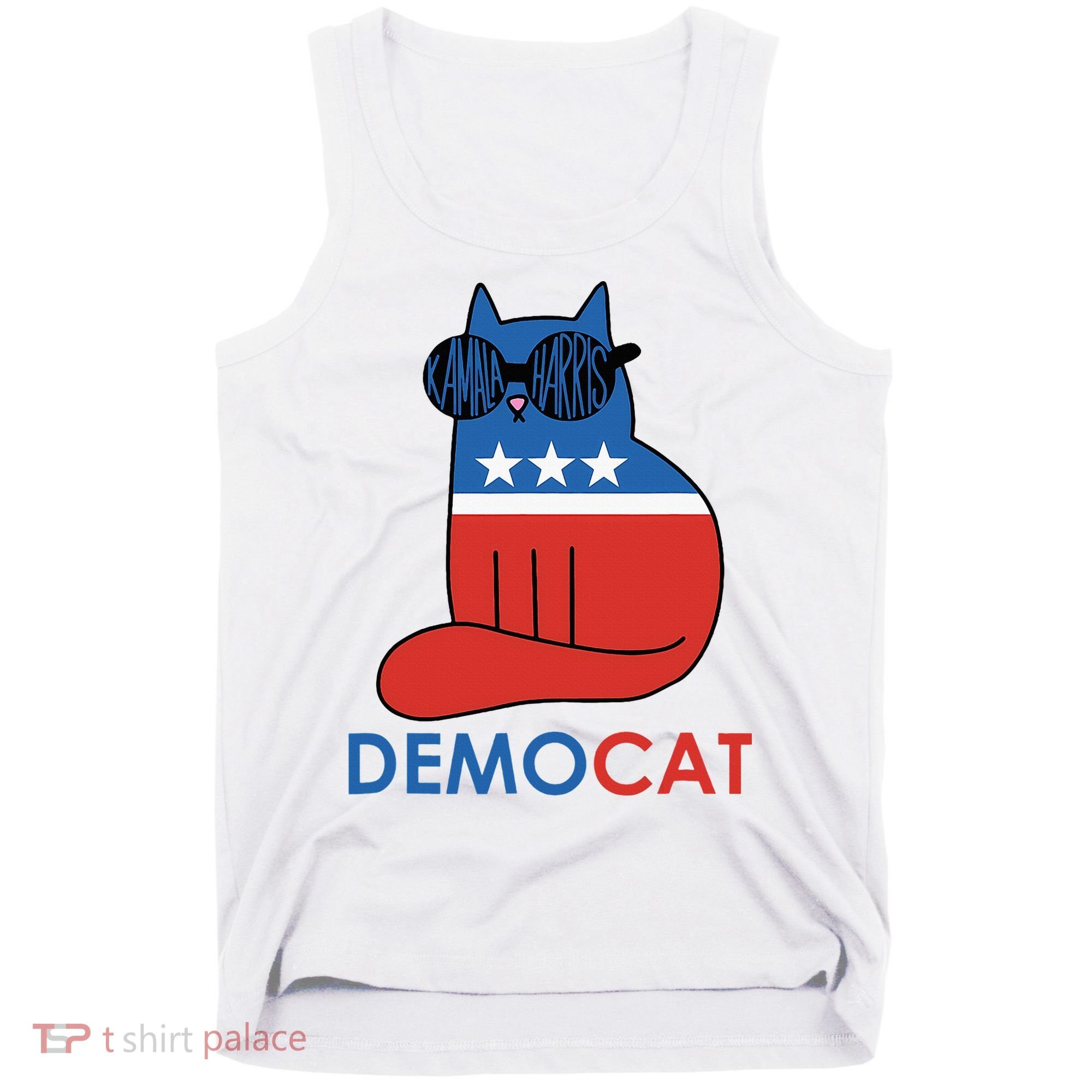 Vote Democat Cat Democrat Liberal Cat Lover Funny Tank Top