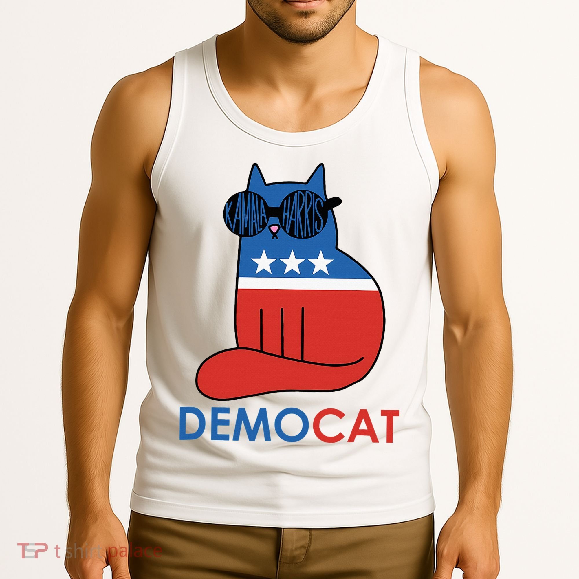 Vote Democat Cat Democrat Liberal Cat Lover Funny Tank Top