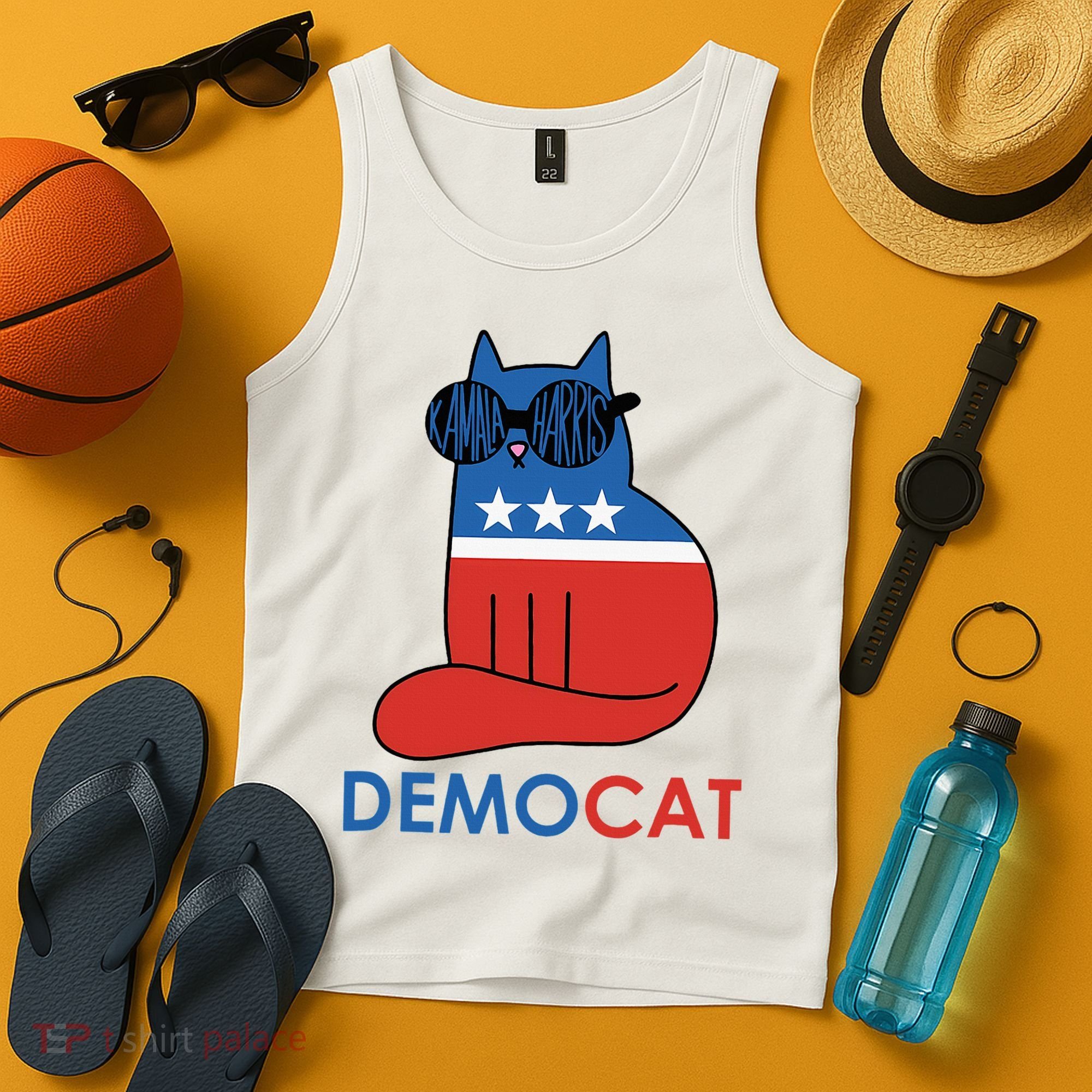 Vote Democat Cat Democrat Liberal Cat Lover Funny Tank Top
