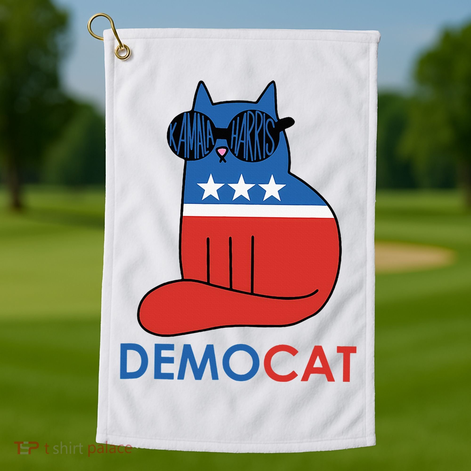 Vote Democat Cat Democrat Liberal Cat Lover Funny Golf Towel