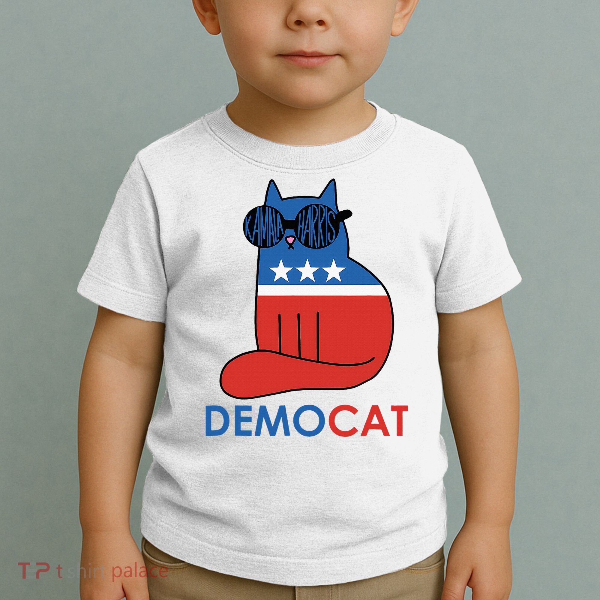 Vote Democat Cat Democrat Liberal Cat Lover Funny Toddler T-Shirt