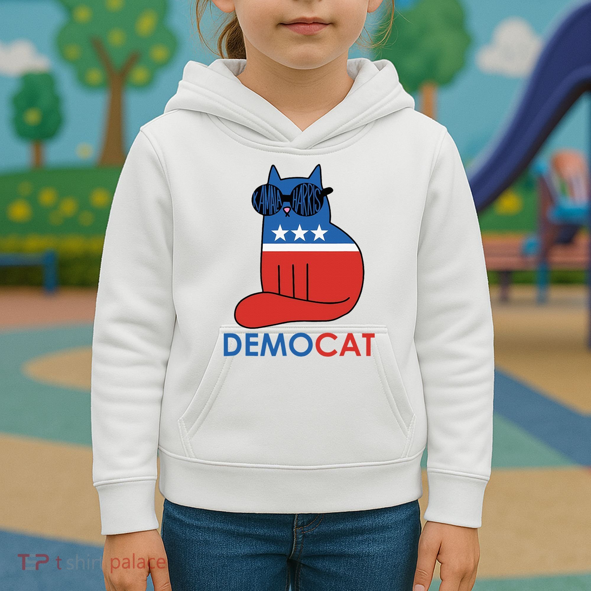 Vote Democat Cat Democrat Liberal Cat Lover Funny Kids Hoodie