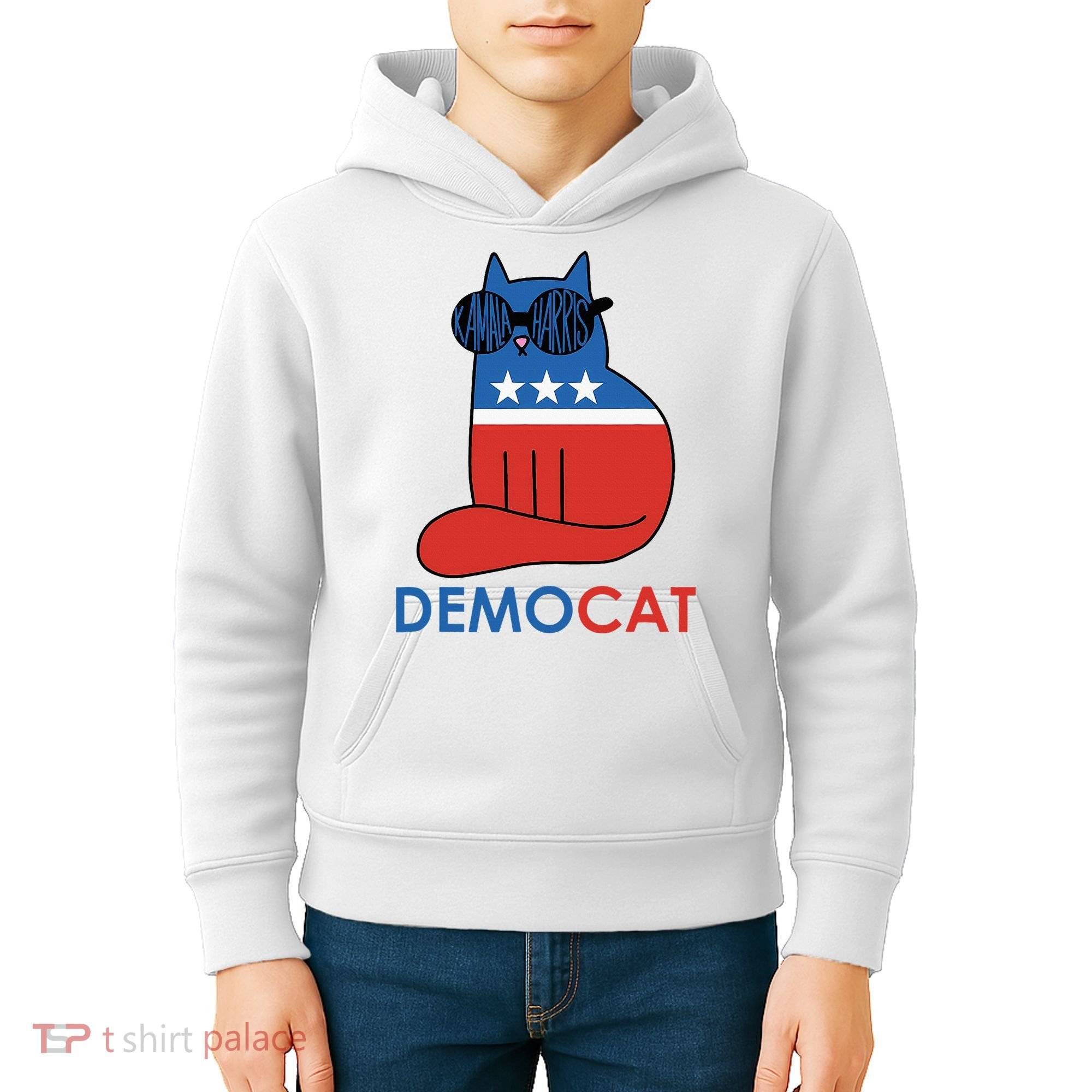 Vote Democat Cat Democrat Liberal Cat Lover Funny Kids Hoodie