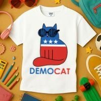 Vote Democat Cat Democrat Liberal Cat Lover Funny Kids T-Shirt thumb 3