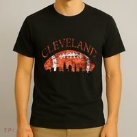 Vintage Downtown Cleveland Ohio Skyline Football Gift T-Shirt thumb 3