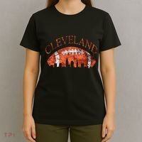 Vintage Downtown Cleveland Ohio Skyline Football Gift T-Shirt thumb 4