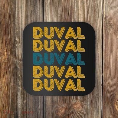 Vintage Duval County Florida Retro Duval Teal And Gold Coaster