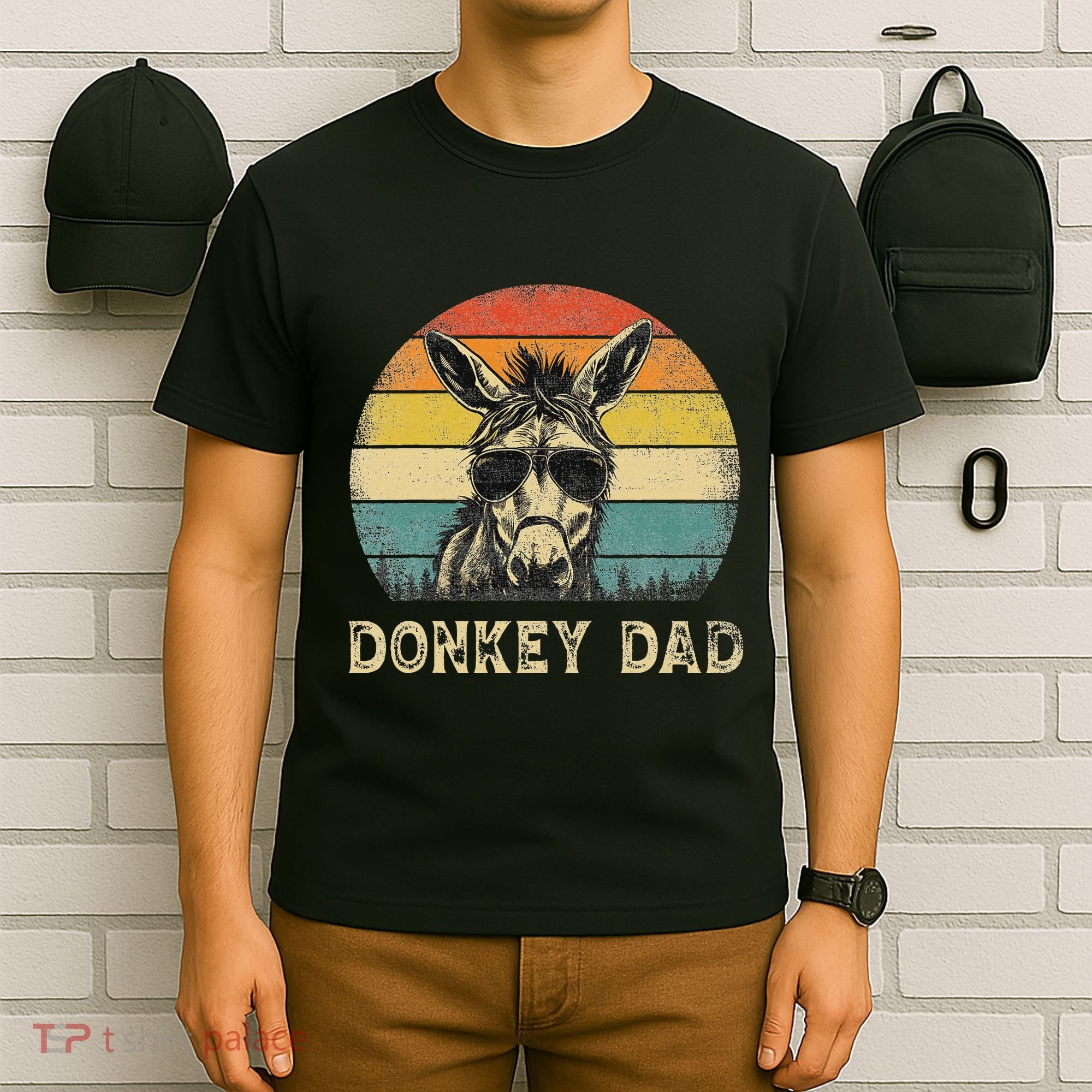 Vintage Donkey Dad Donkey Lovers Daddy FatherS Day T-Shirt