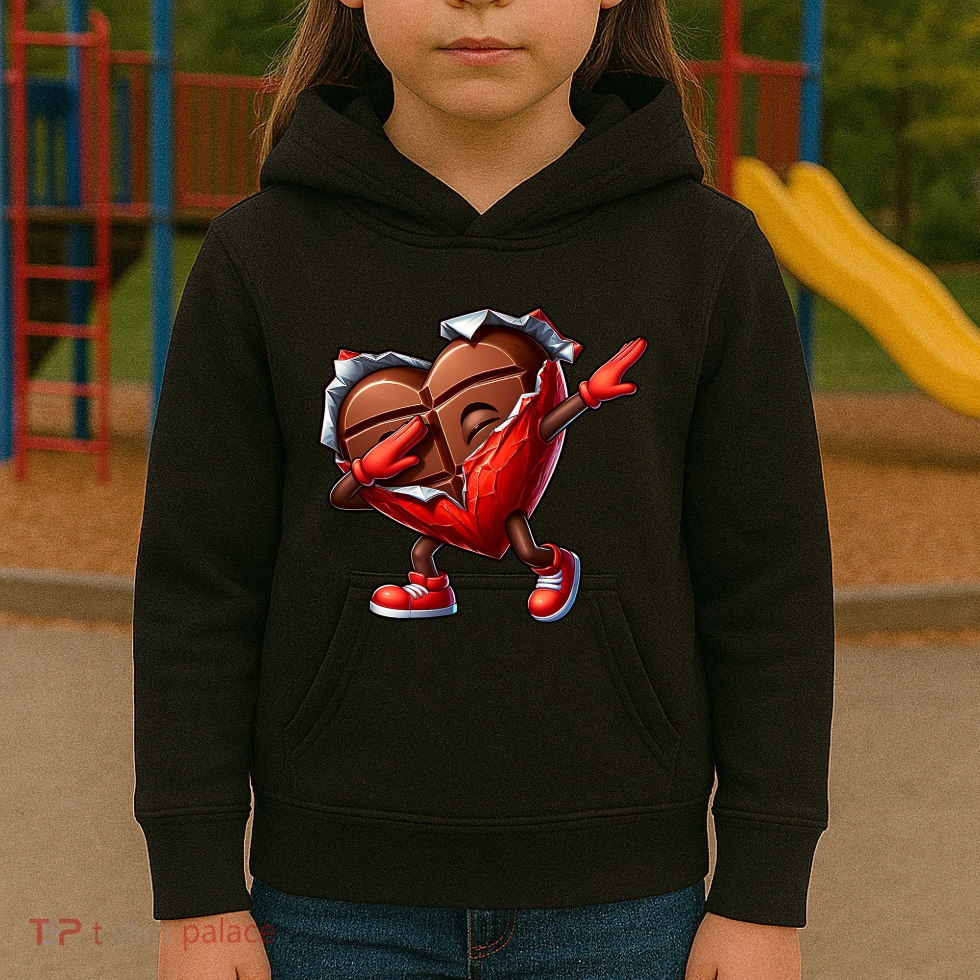 ValentineS Day Dabbing Heart Candy Funny Humor Kids Hoodie